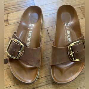 Birkenstock Madrid Big Buckle sandal in cognac